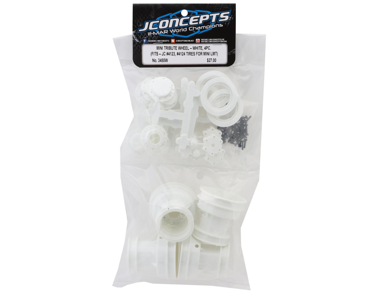 JConcepts Losi Mini LMT Tribute Wheels w/Hex Adaptors (White) (4)