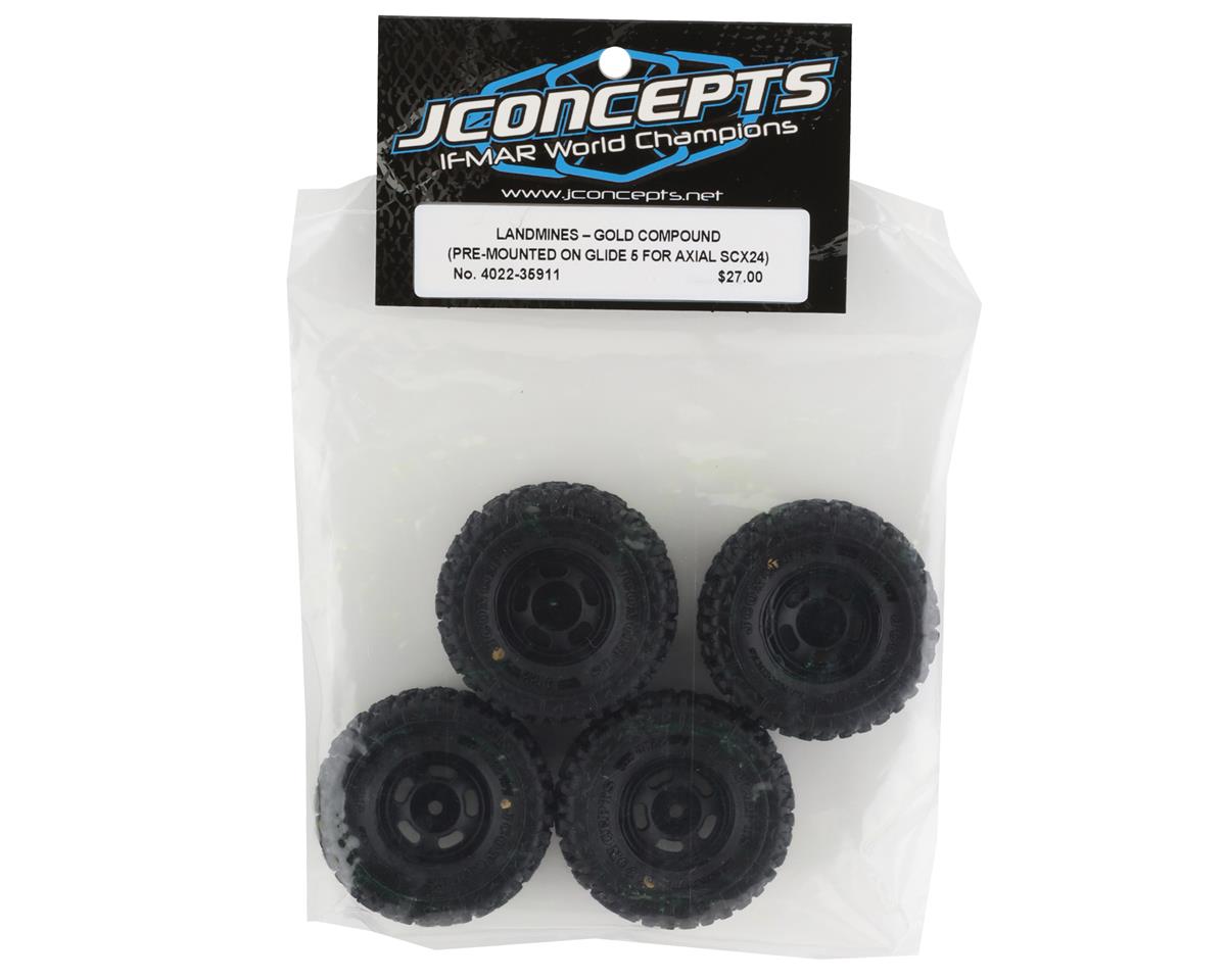 JConcepts Landmines 1.0" Pre-Mounted Tires w/Glide 5 Wheels (Black) (4) (Gold)