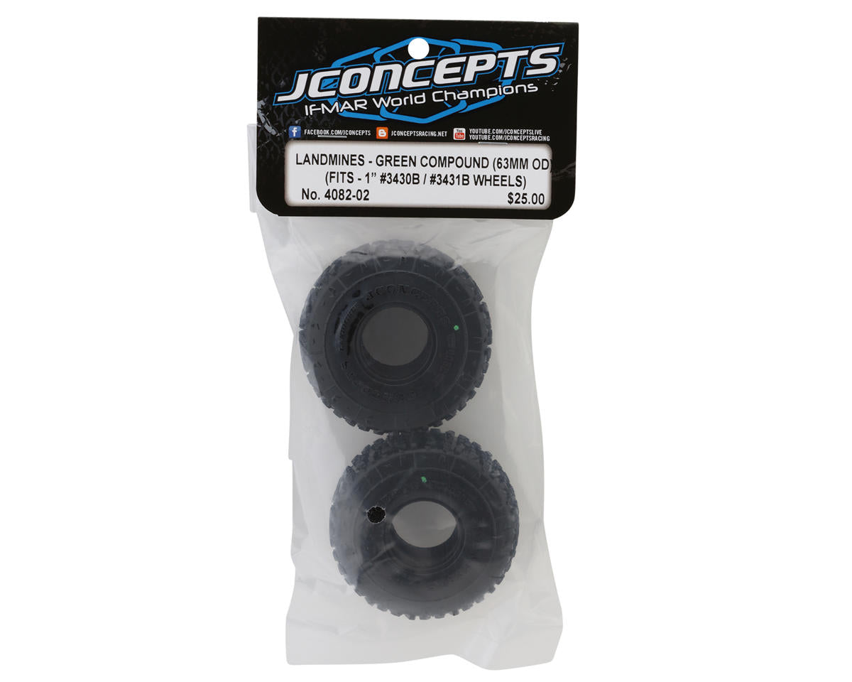 JConcepts Landmines 1.0" Micro Crawler Tires (2) (63mm OD) (Green)