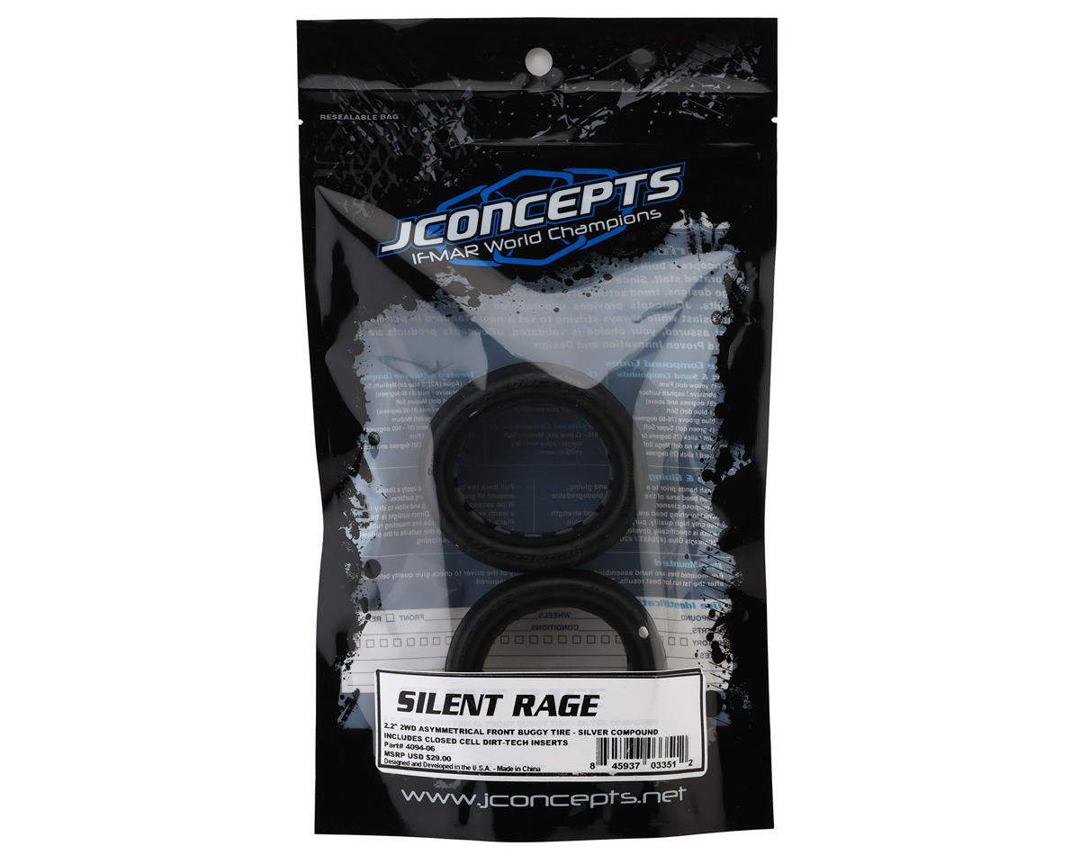 JConcepts Silent Rage 2.2" 2WD Front Buggy Dirt Oval Tires (2) (Silver)