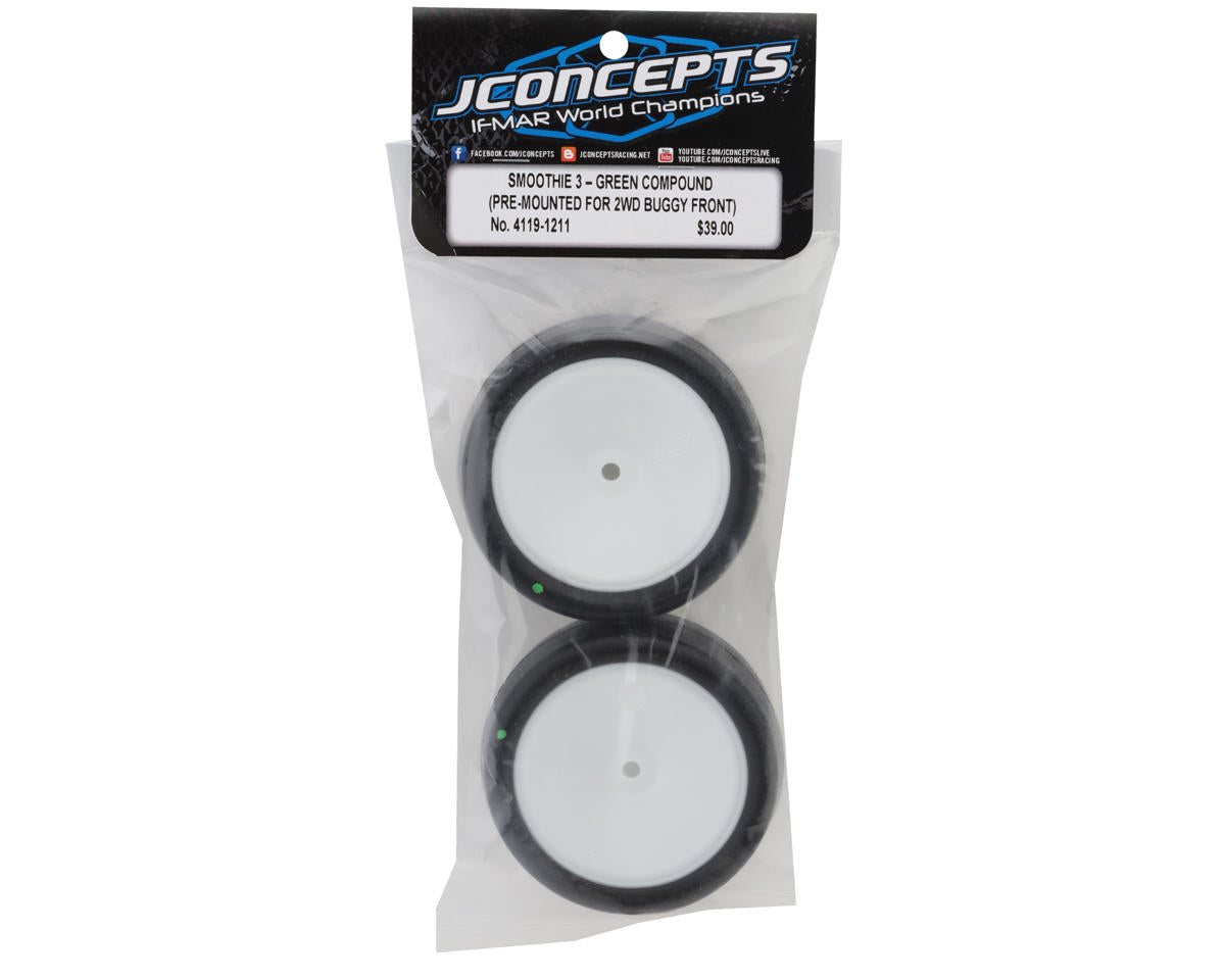 JConcepts Smoothie 3 2.2" Pre-Mounted 2WD Front Buggy Tires (White) (2) (Green)