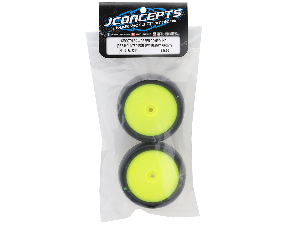 JConcepts Smoothie 3 2.2" Pre-Mounted 4WD Front Tires (Yellow) (2) (Green)
