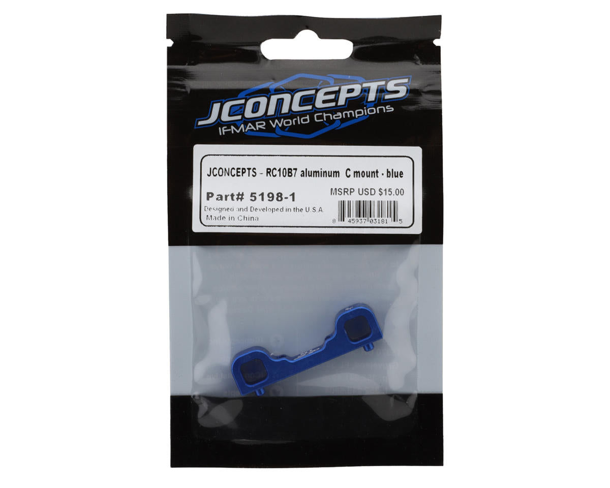 JConcepts Team Associated RC10B7 Aluminum Arm Mount "C Block" (-1 Deg) (Blue)