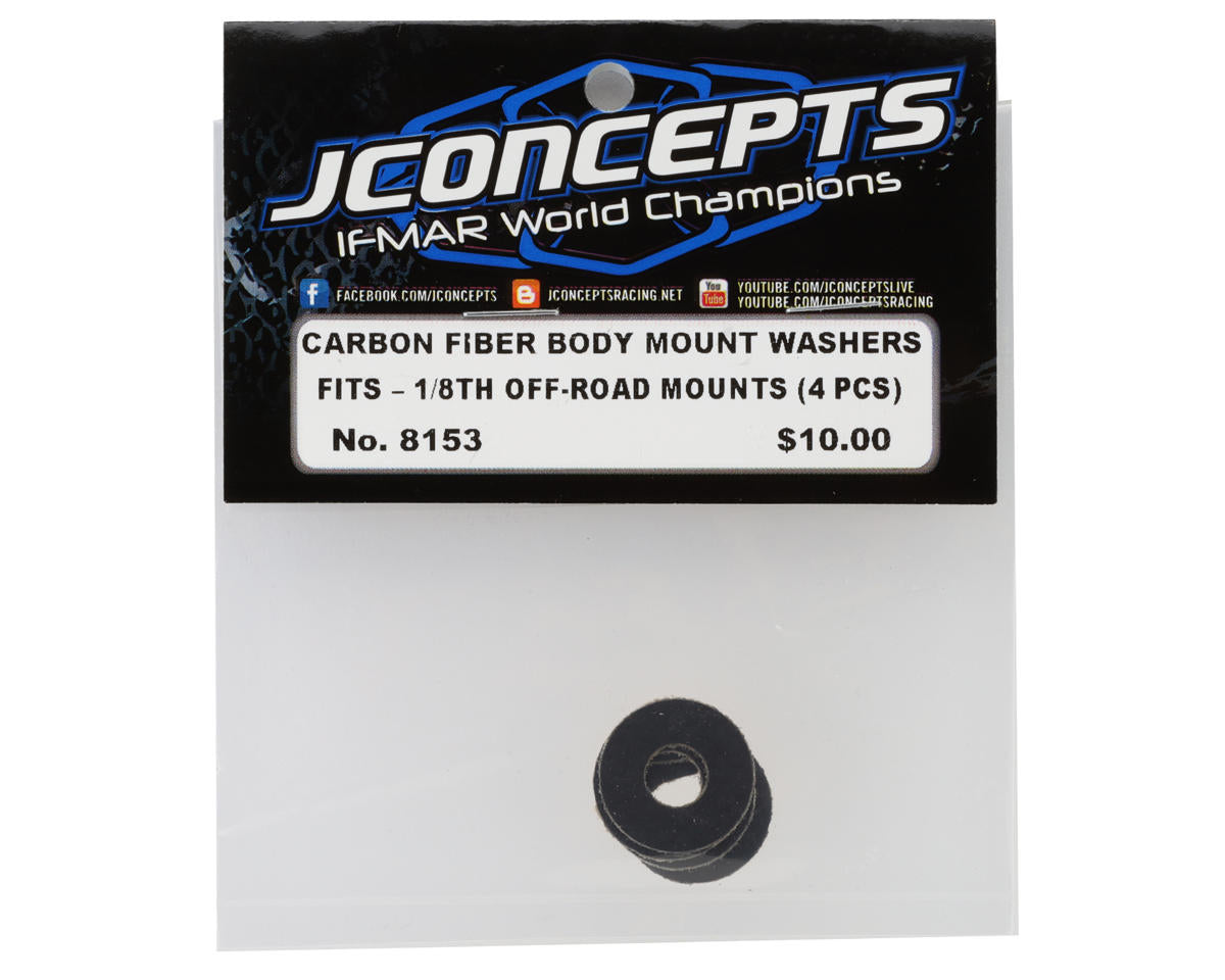 JConcepts 1/8th Off-Road Carbon Fiber Body Washers w/Adhesive Back (4)