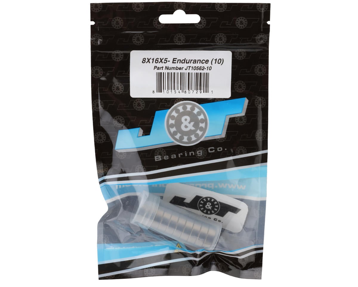 J&T Bearing Co. 8x16x5mm Endurance Ball Bearings (10)