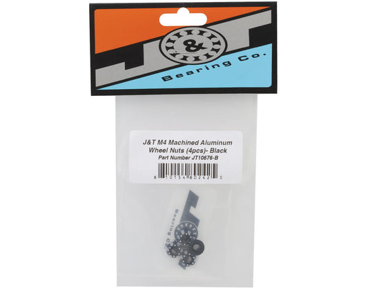 J&T Bearing Co. 4mm Machined Aluminum Wheel Nuts (Black) (4)