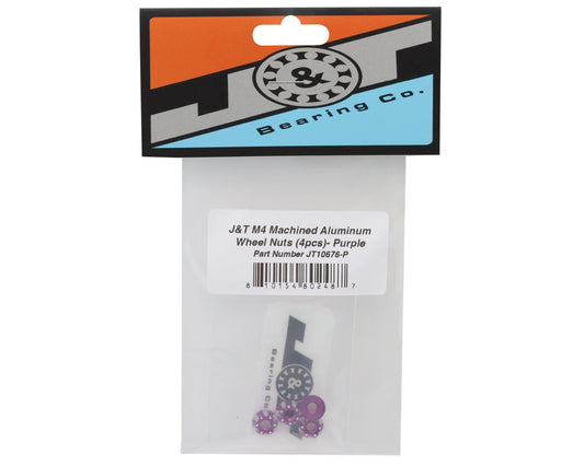 J&T Bearing Co. 4mm Machined Aluminum Wheel Nuts (Purple) (4)
