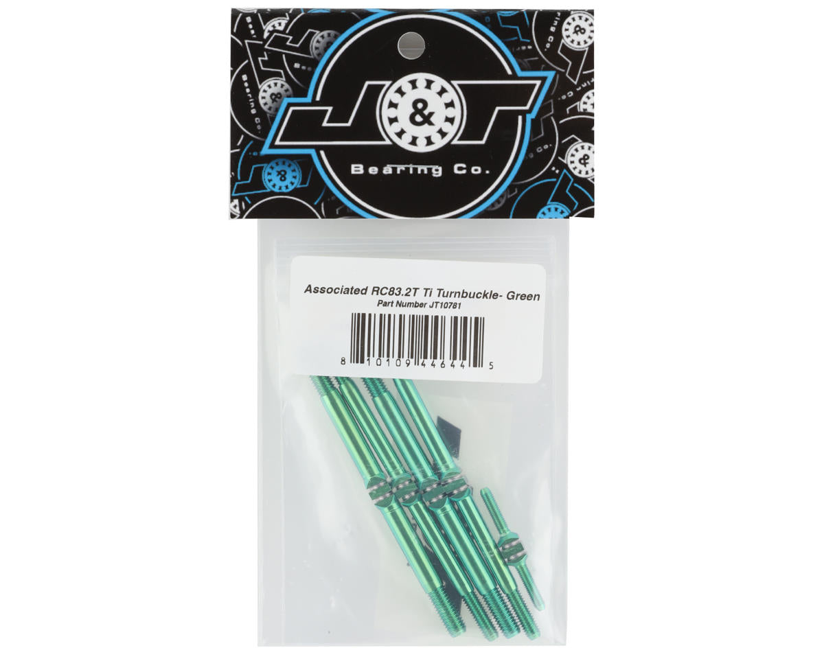 J&T Bearing Co. Associated RC8T3.2 Titanium "Milled" Turnbuckle Kit (Green)