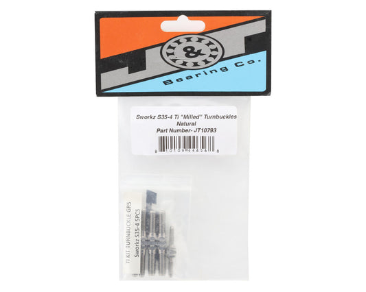 J&T Bearing Co. Sworkz S35-4 Titanium "Milled" Turnbuckles (Natural)