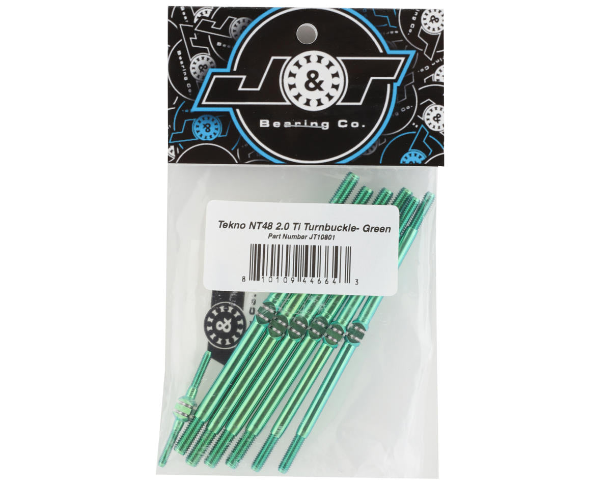 J&T Bearing Co. Tekno NT48/ET48 2.0 Titanium "Milled" Turnbuckle Kit (Green)