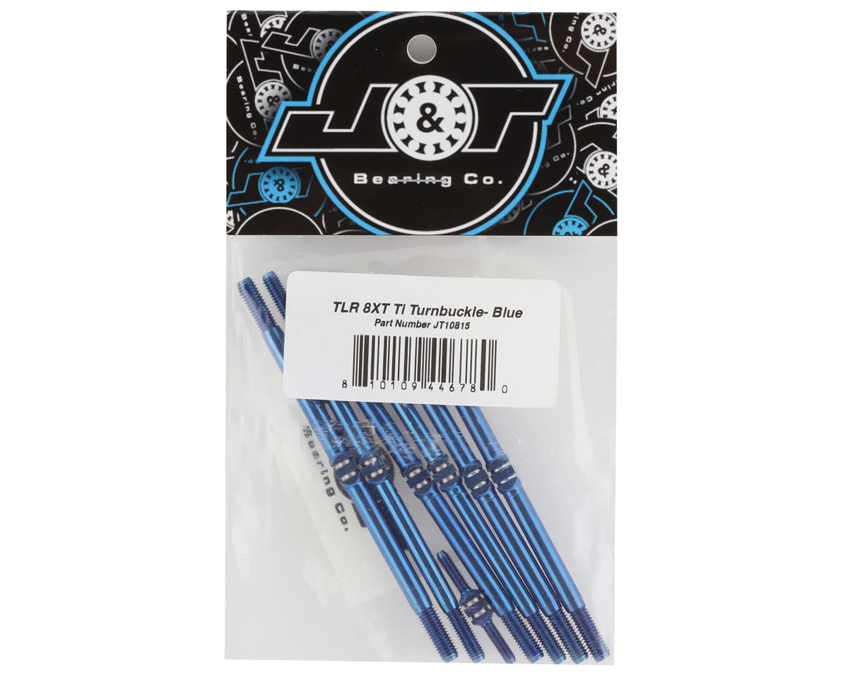 J&T Bearing Co. TLR 8IGHT-XT Titanium "Milled" Turnbuckle (Blue)