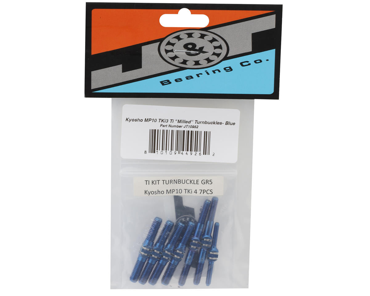 J&T Bearing Co. Kyosho MP10 TKi3 Titanium "Milled'' Turnbuckles (Blue)