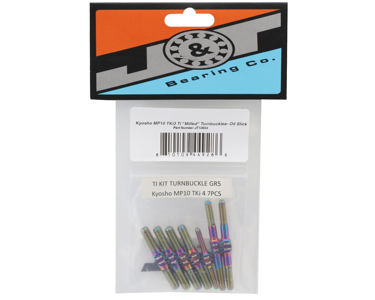 J&T Bearing Co. Kyosho MP10 TKi3 Titanium "Milled'' Turnbuckles (Oil Slick)