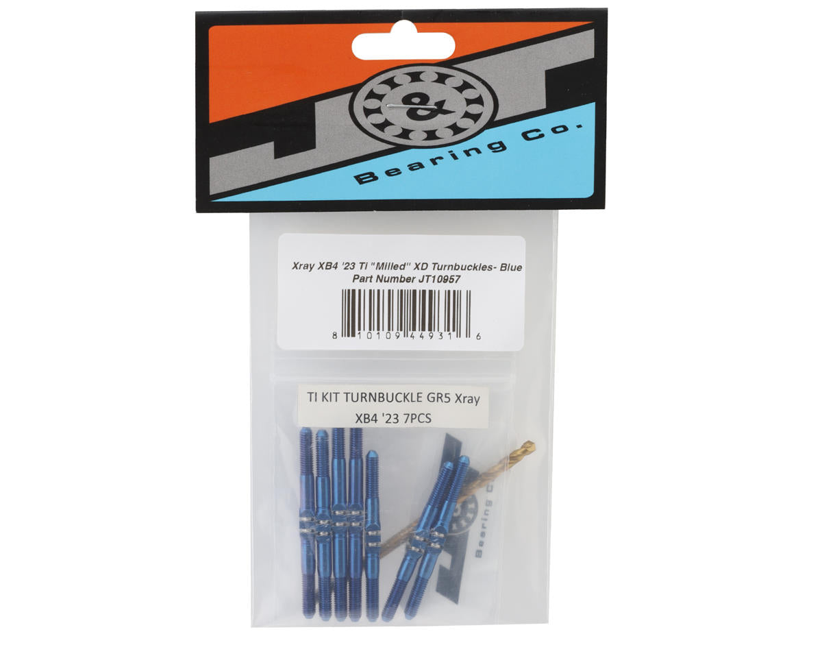 J&T Bearing Co. XRAY XB4 '23 Titanium "Milled'' XD Turnbuckles (Blue)