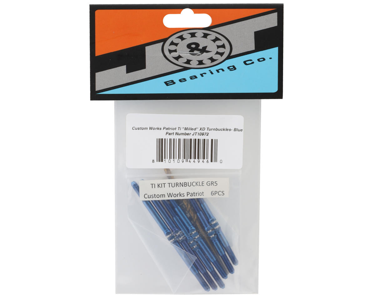 J&T Bearing Co. Custom Works Patriot Titanium "Milled'' XD Turnbuckles (Blue)