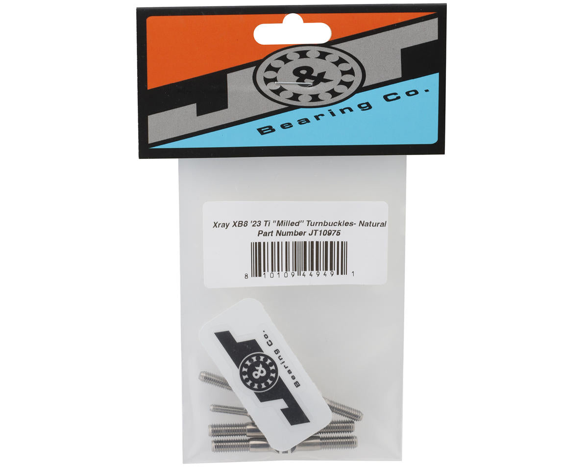 J&T Bearing Co. XRAY XB8/XB8E '23 Titanium "Milled'' Turnbuckles (Natural)