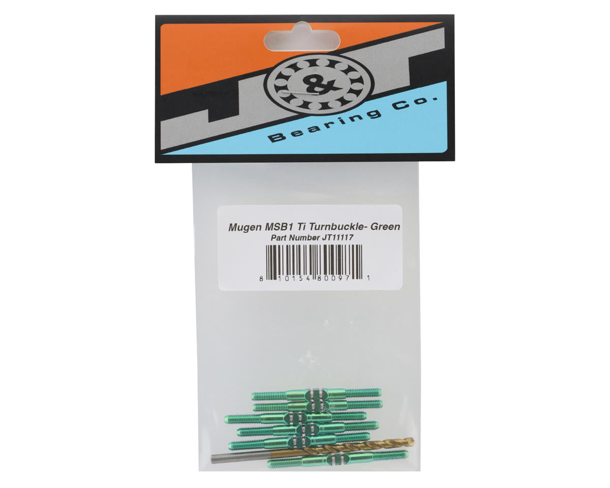 J&T Bearing Co. Mugen MSB1 Titanium "Milled'' XD Turnbuckles (Green)