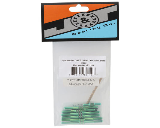 J&T Bearing Co. Schumacher L1R Titanium "Milled'' XD Turnbuckles Set (Green)