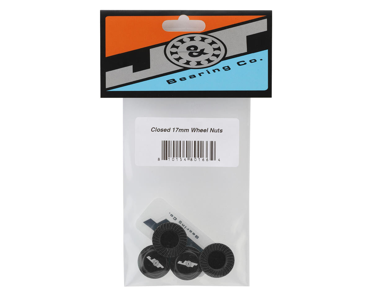 J&T Bearing Co. Aluminum 17mm Serrated Wheel Nuts (Black) (4)