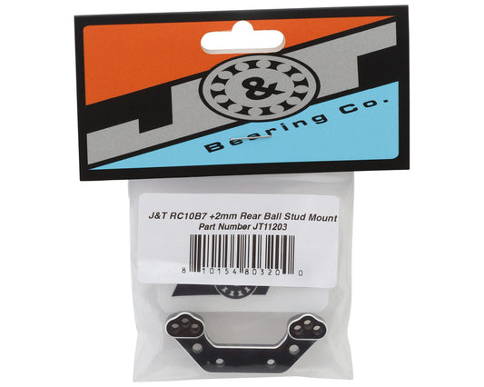 J&T Bearing Co. J&T RC10B7 Aluminum Rear Ball Stud Mount (+2mm) (Black)