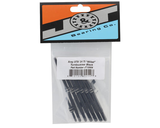 J&T Bearing Co. Xray XT8 '24 Titanium "Milled'' Turnbuckles (Black) (7)