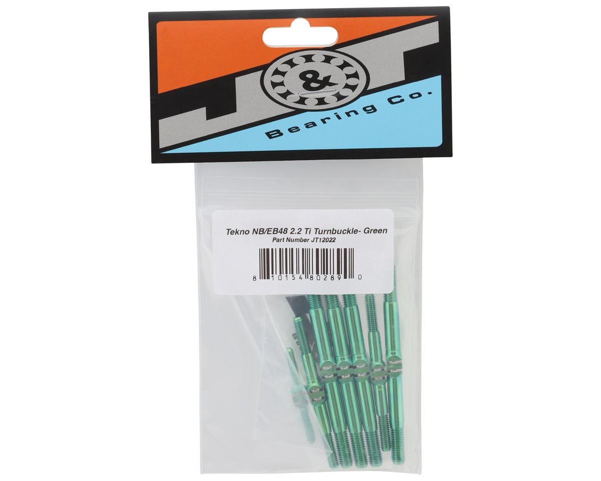 J&T Bearing Co. Tekno NB48/EB48 2.2 Titanium "Milled'' Turnbuckles (Green) (7)