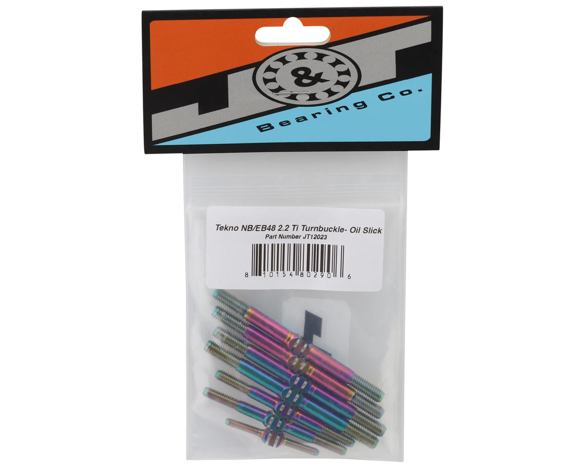 J&T Bearing Co. Tekno NB48/EB48 2.2 Titanium "Milled'' Turnbuckles (Oil Slick)