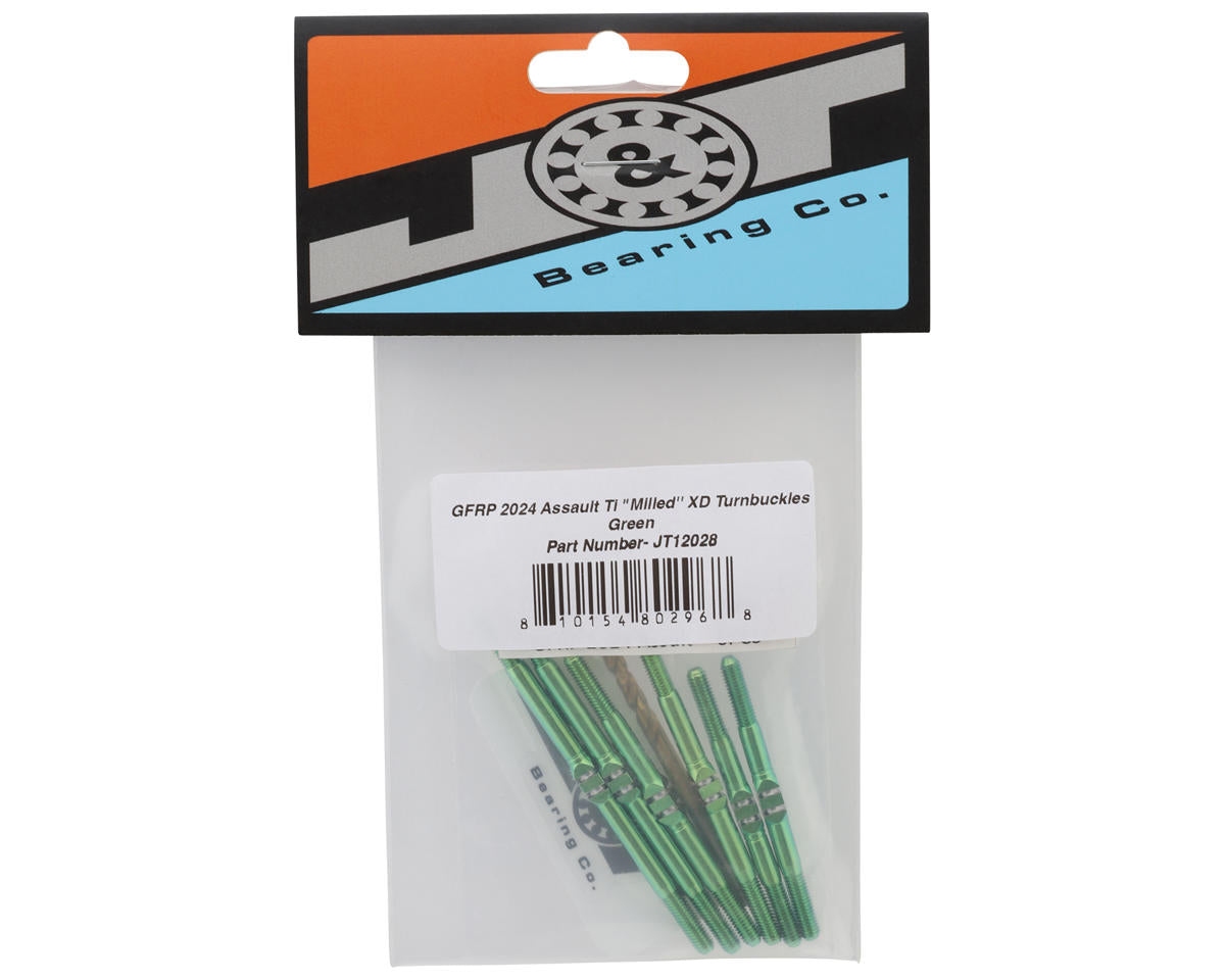 J&T Bearing Co. GFRP 2024 Assault Titanium "Milled'' XD Turnbuckles (Green)