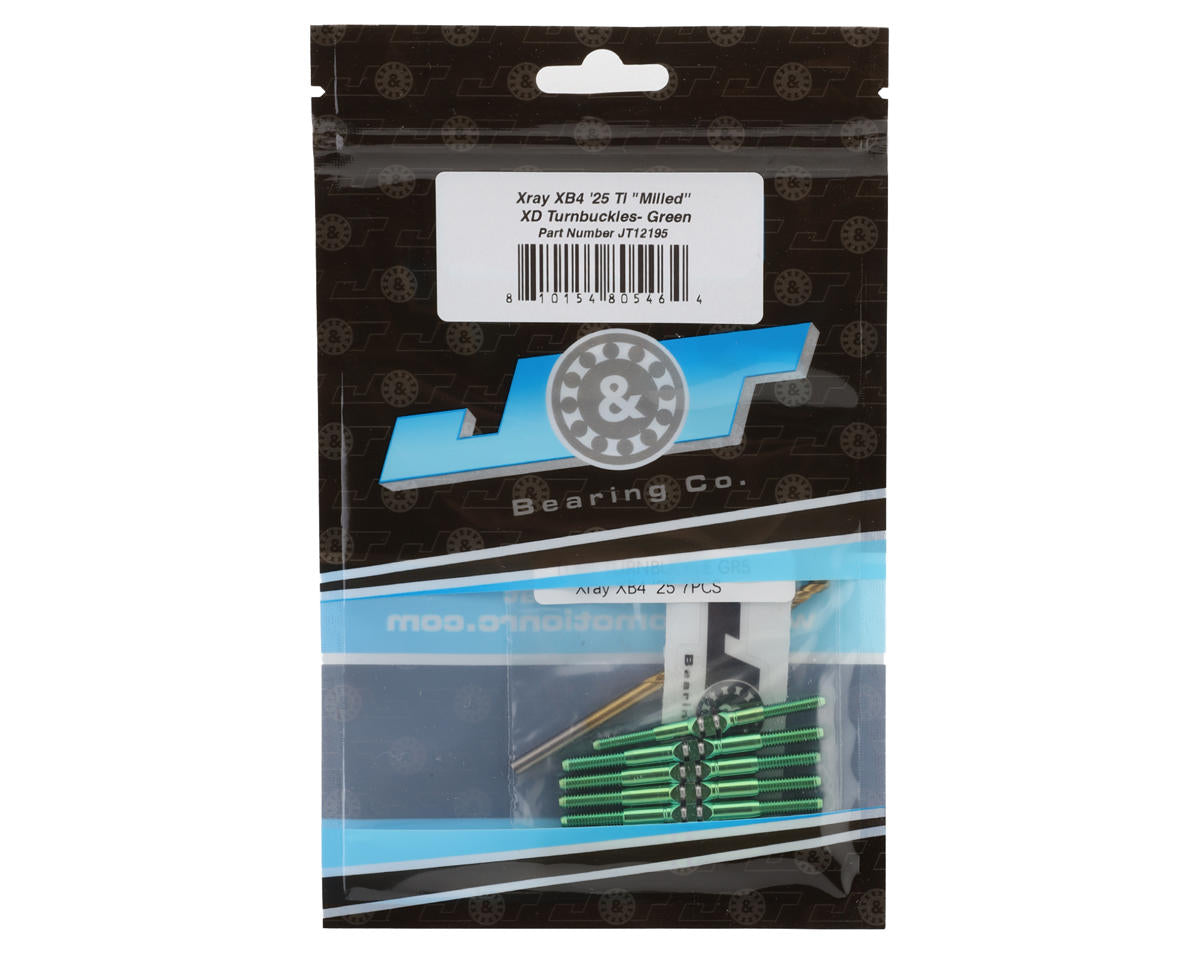 J&T Bearing Co. XRAY XB4 '25 Titanium "Milled'' XD Turnbuckles (Green)