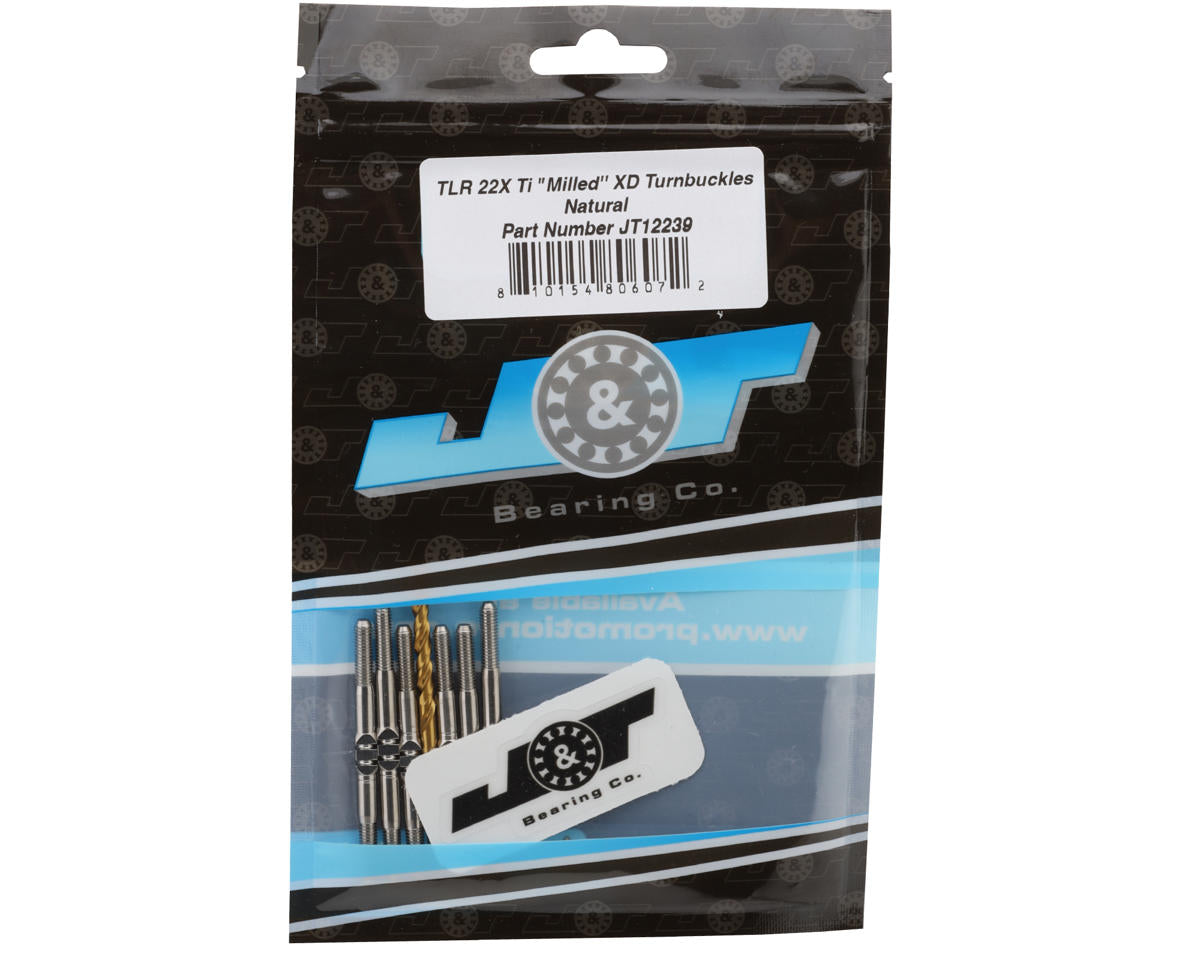 J&T Bearing Co. TLR 22X Titanium "Milled'' XD Turnbuckles (Natural)