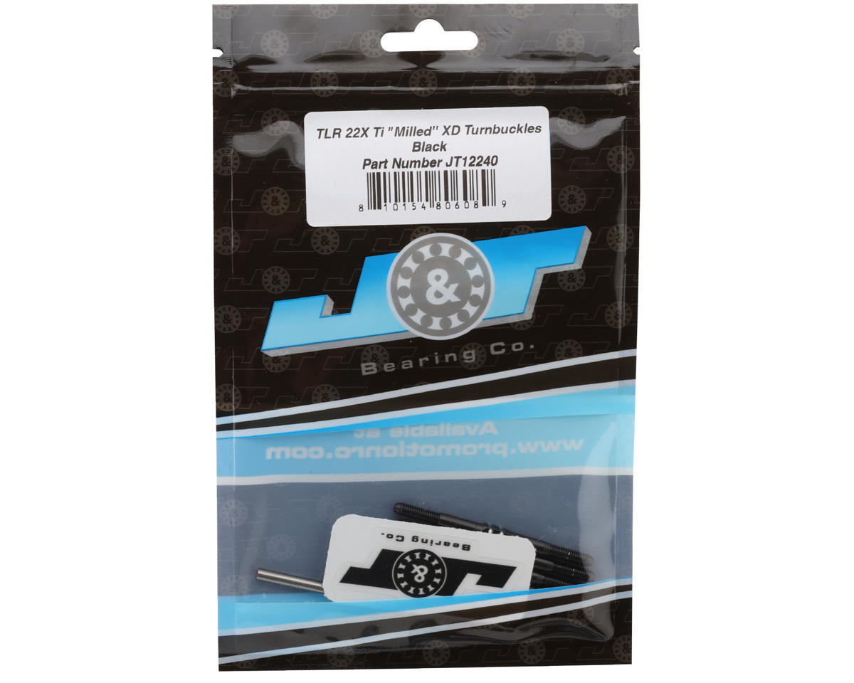J&T Bearing Co. TLR 22X Titanium "Milled'' XD Turnbuckles (Black)