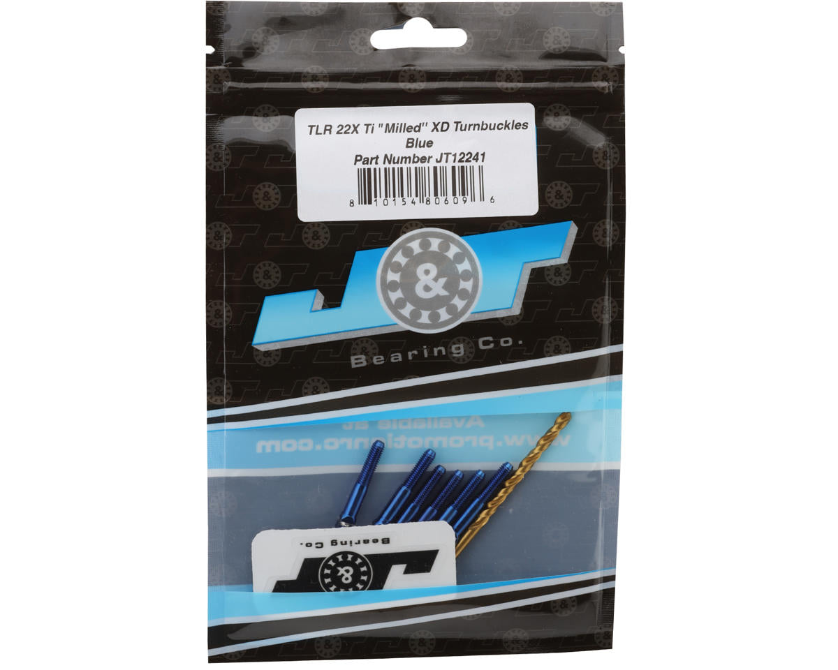 J&T Bearing Co. TLR 22X Titanium "Milled'' XD Turnbuckles (Blue)