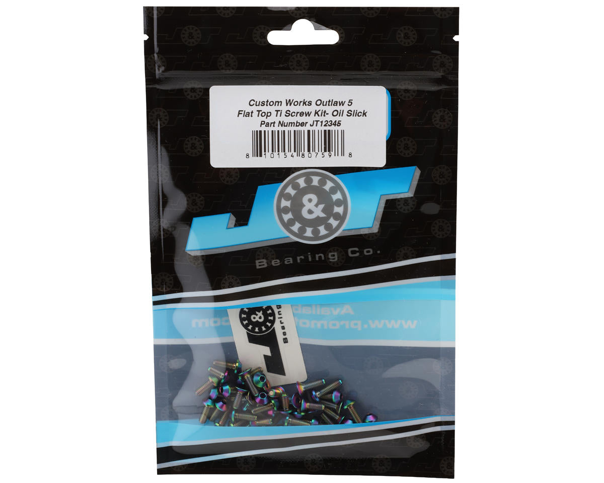 J&T Bearing Co. Custom Works Outlaw 5 Flat Top Titanium Screw Kit (Oil Slick)
