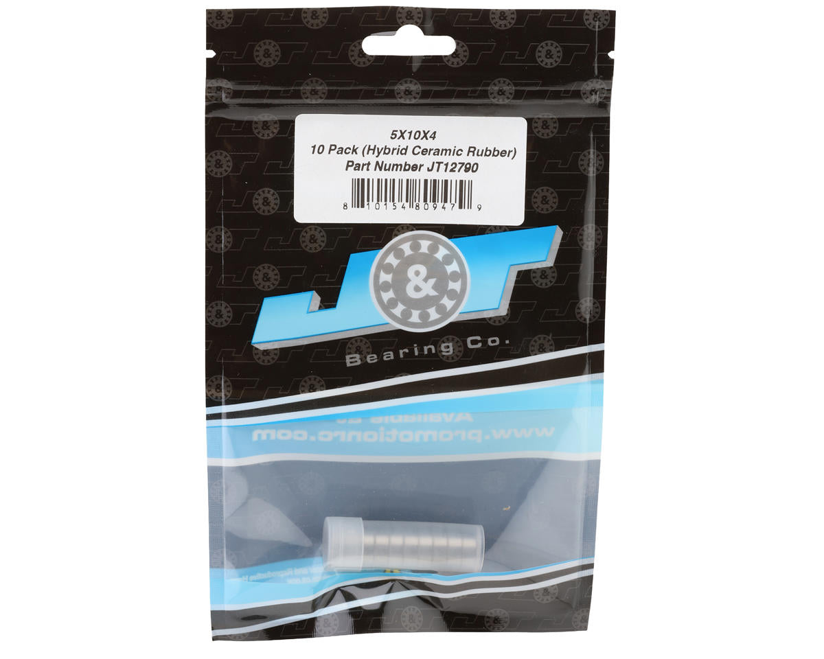 J&T Bearing Co. 5x10x4mm Hybrid Ceramic Ball Bearings (Rubber-Shielded) (10)