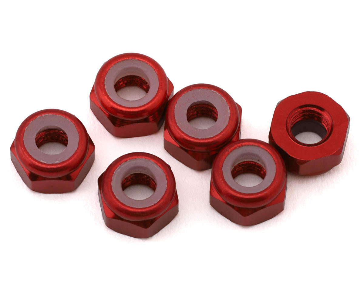 J&T Bearing Co. 3mm 7075 Aluminum Lock Nuts (Red) (6)