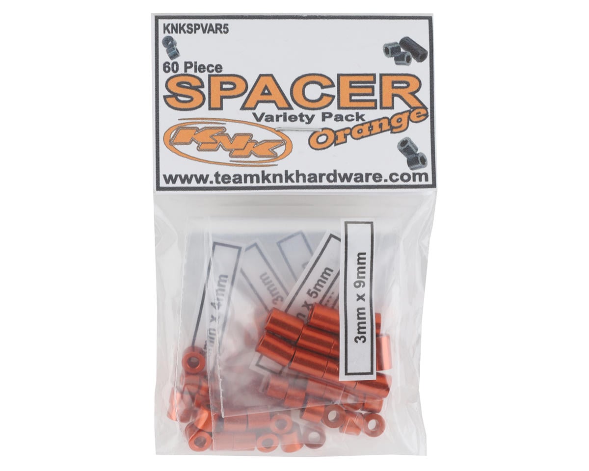 Team KNK 3mm Aluminum Spacers Variety Pack (Orange) (60)