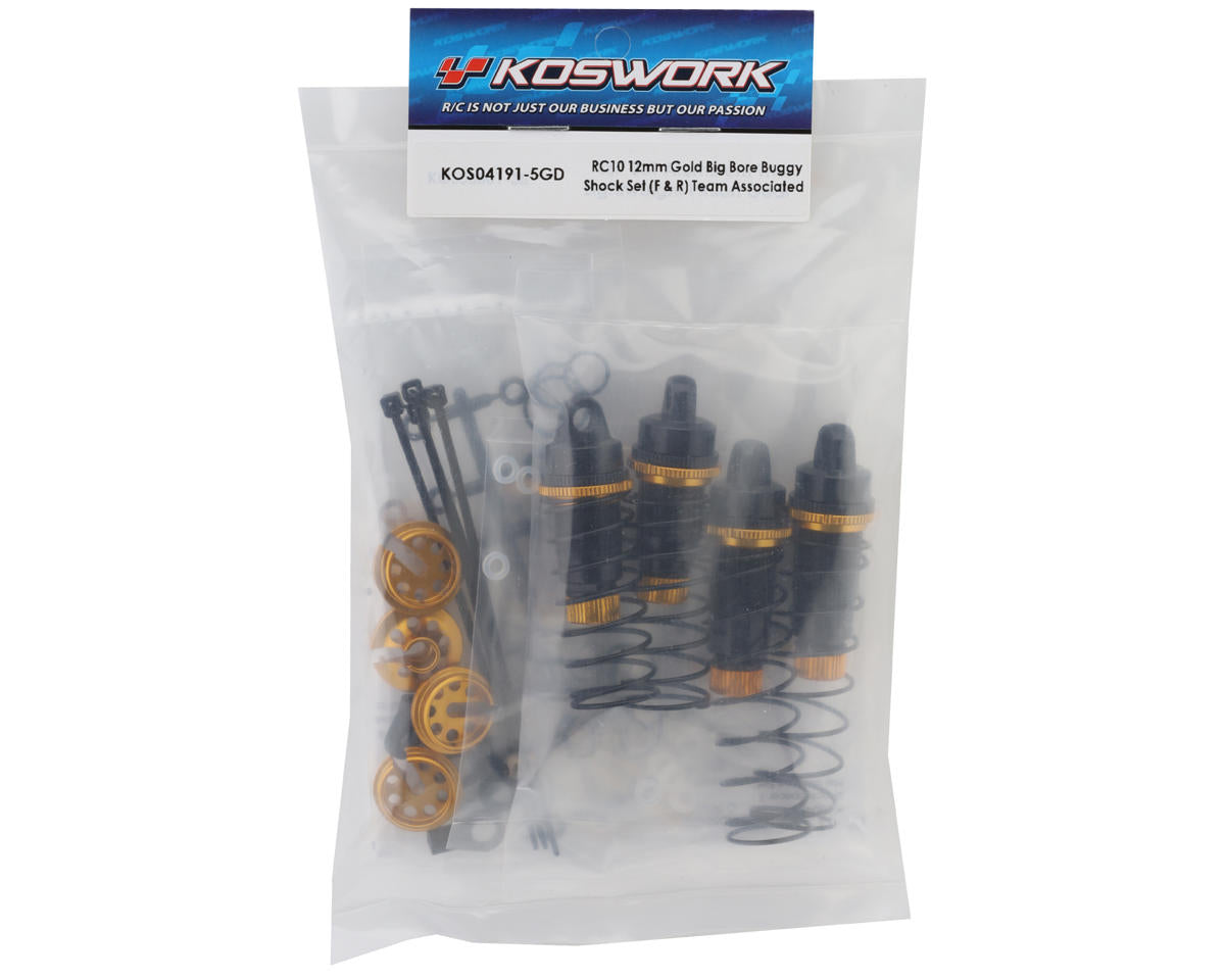 Koswork Team Associated RC10 Aluminum 12mm Big Bore Shocks Set (Black/Gold)