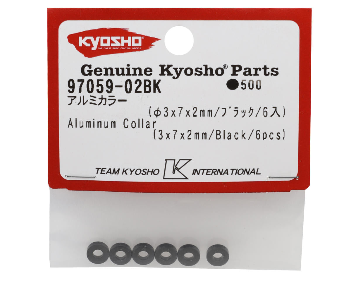 Kyosho 3x7x2mm Aluminum Washer (Black) (6)