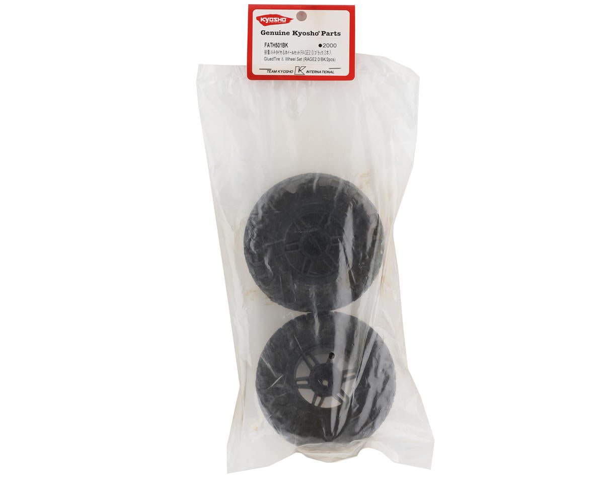 Kyosho Rage 2.0 Pre-Mounted Tire w/Black Wheel (2)