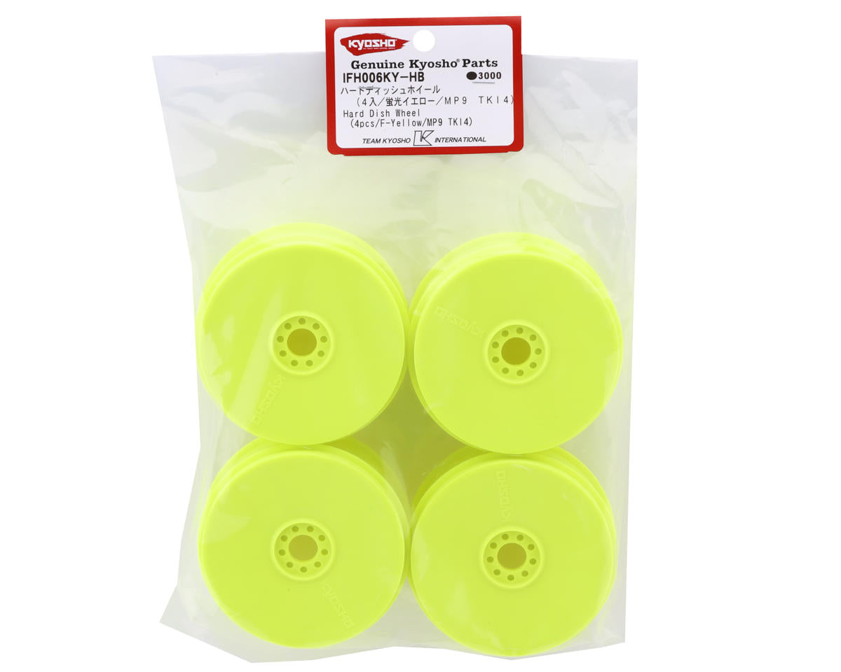 Kyosho 17mm Hex MP9 TKI4 1/8 Off-Road Dish Wheels (Yellow) (4) (Hard)