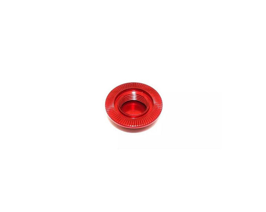 Kyosho Serrated Flanged Aluminum 17mm Capped Wheel Hex Nuts (Red) (4)
