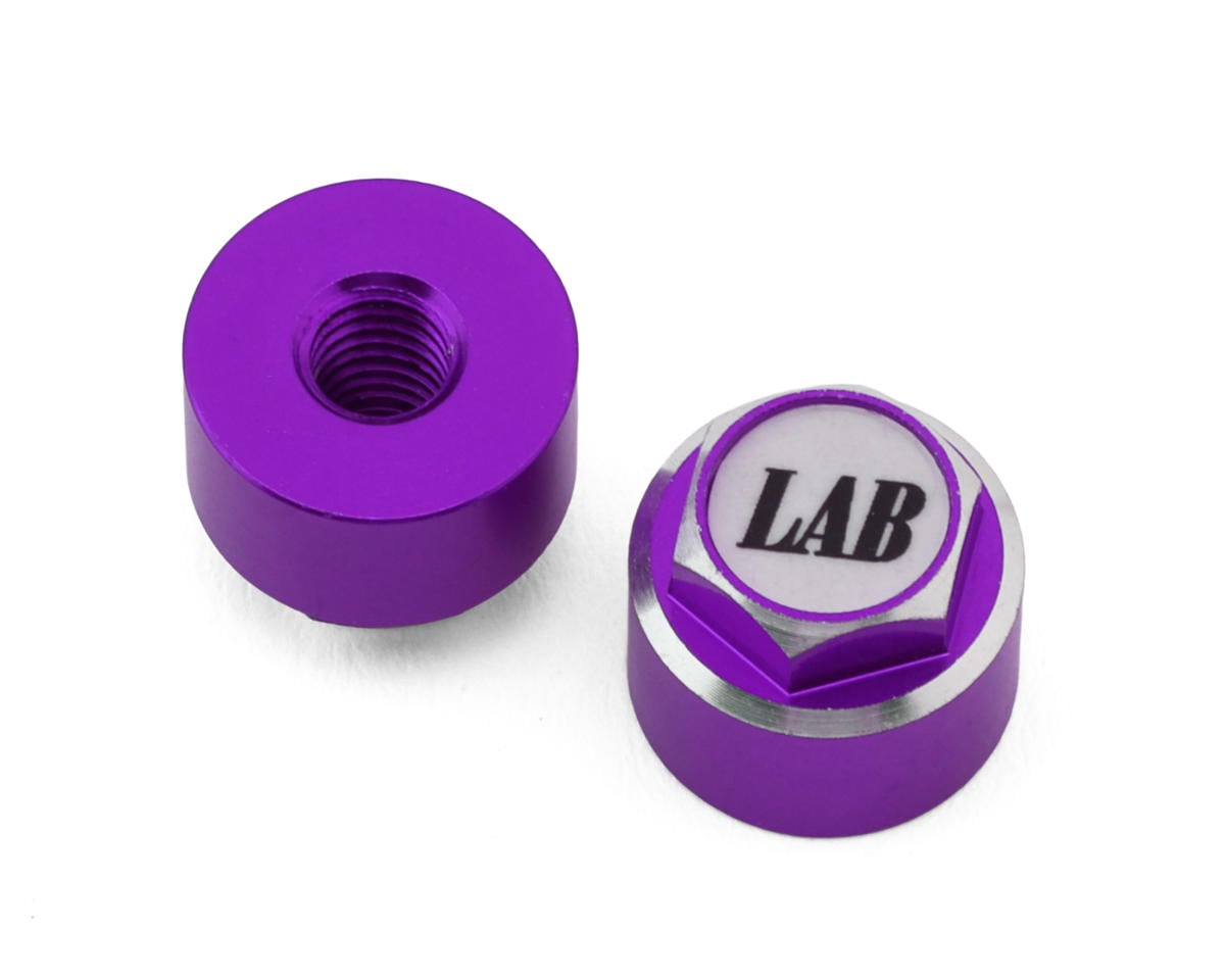 LAB Aluminum 4mm Capped Wheel Nuts (Purple/White) (2)