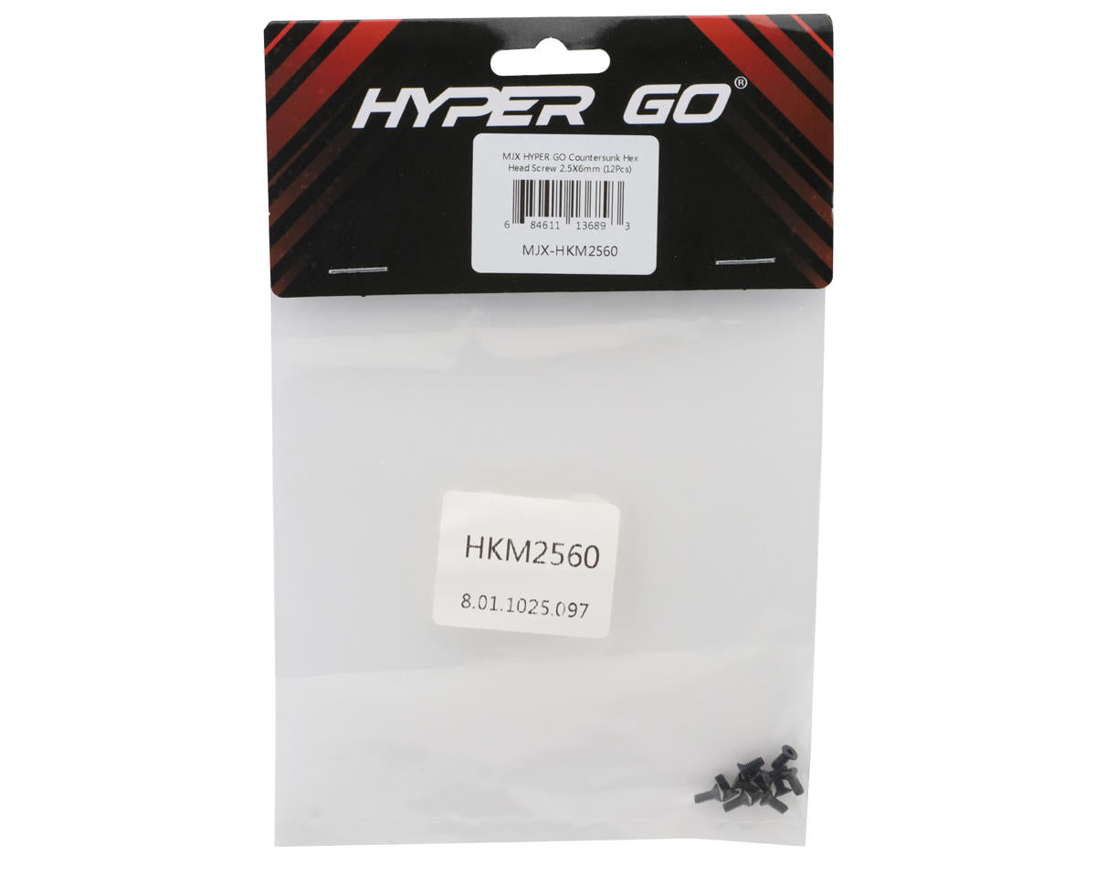 MJX HYPER GO Machined Flat Head Hex Screws (12) (2.5x6mm)