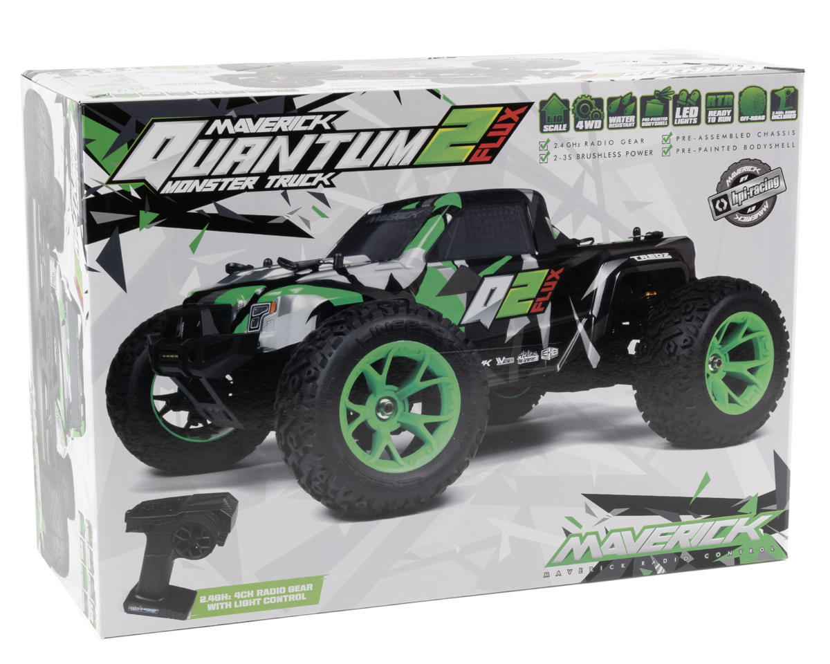 Maverick Quantum2 Flux Brushless 1/10 4WD RTR Electric Monster Truck (Green)