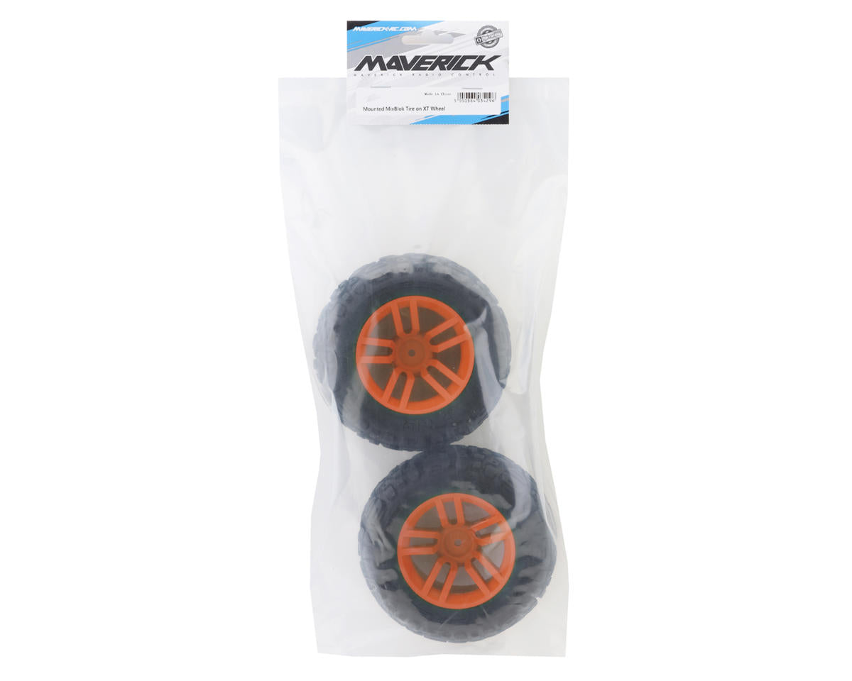Maverick MixBlok Pre-Mounted Monster Truck Tires (Orange) (2)