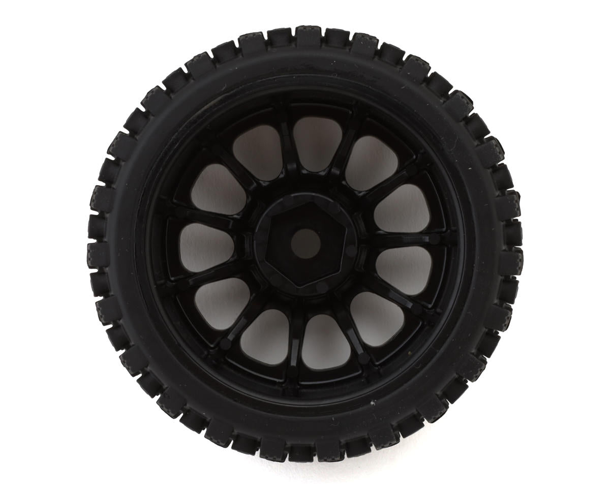Maverick QByte XB 1/12 Pre-Mounted Buggy Tires (Black) (2) (Front/Rear)