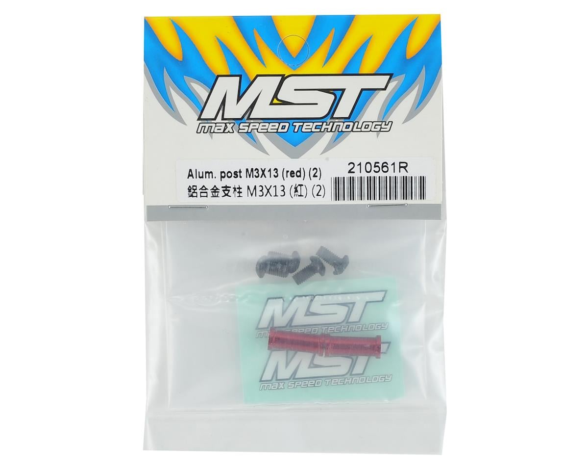 MST 3X13mm Aluminum Upper Deck Support Posts (Red) (2)