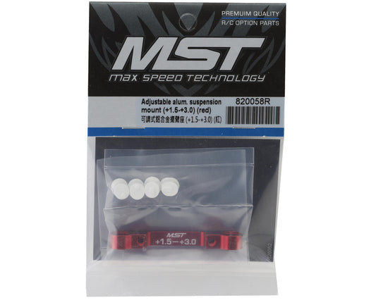 MST RMX Adjustable Aluminum Suspension Mount (+1.5/+3.0) (Red)