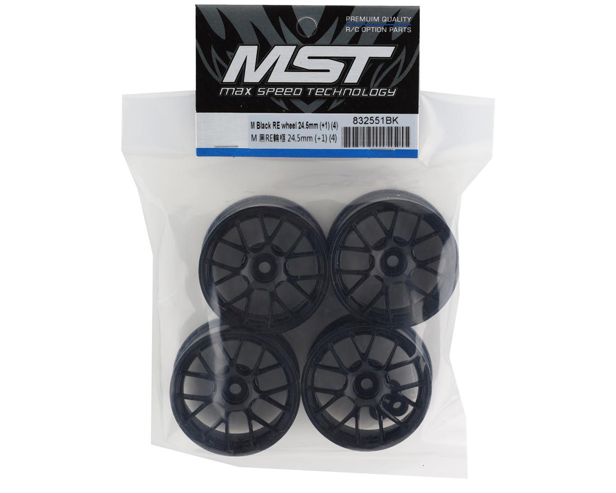 MST M Black RE Touring Car Wheels (24.5mm) (4) (1mm Offset)