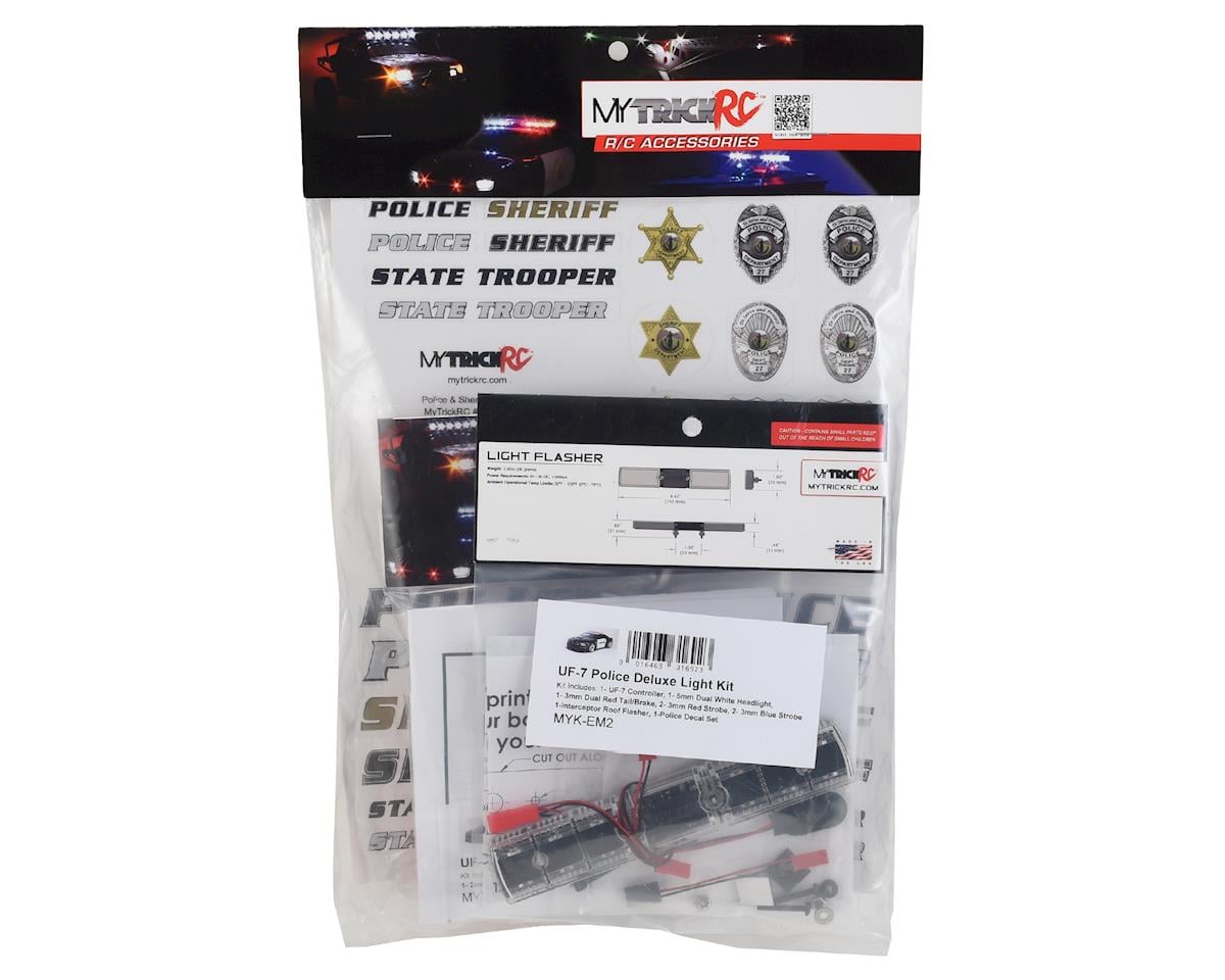 MyTrickRC Police Deluxe Light Set w/UF-7 Controller, 8 LEDs & Red/Blue Lightbar